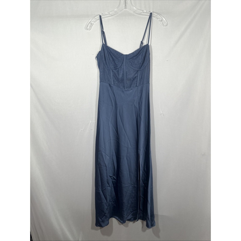 NEW $123 ASTR THE LABEL [ Small ] Aria Lace bustier Midi Dress Dusty Blue #T2144 - Picture 8 of 14